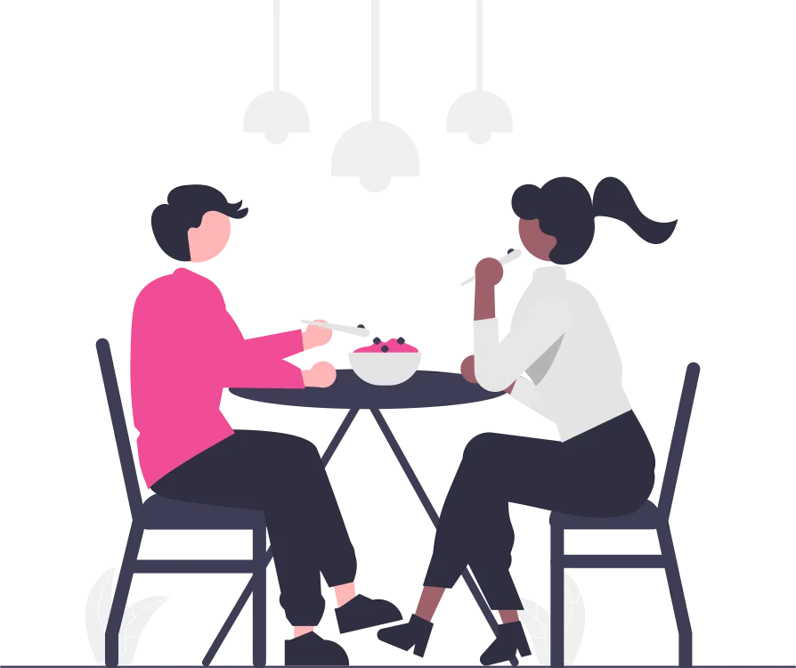Two Persons eating together
