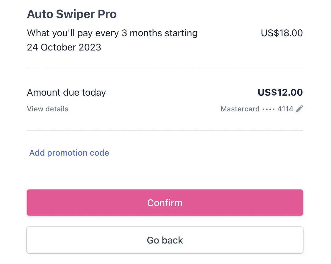 Auto Swiper swap confirm Plan