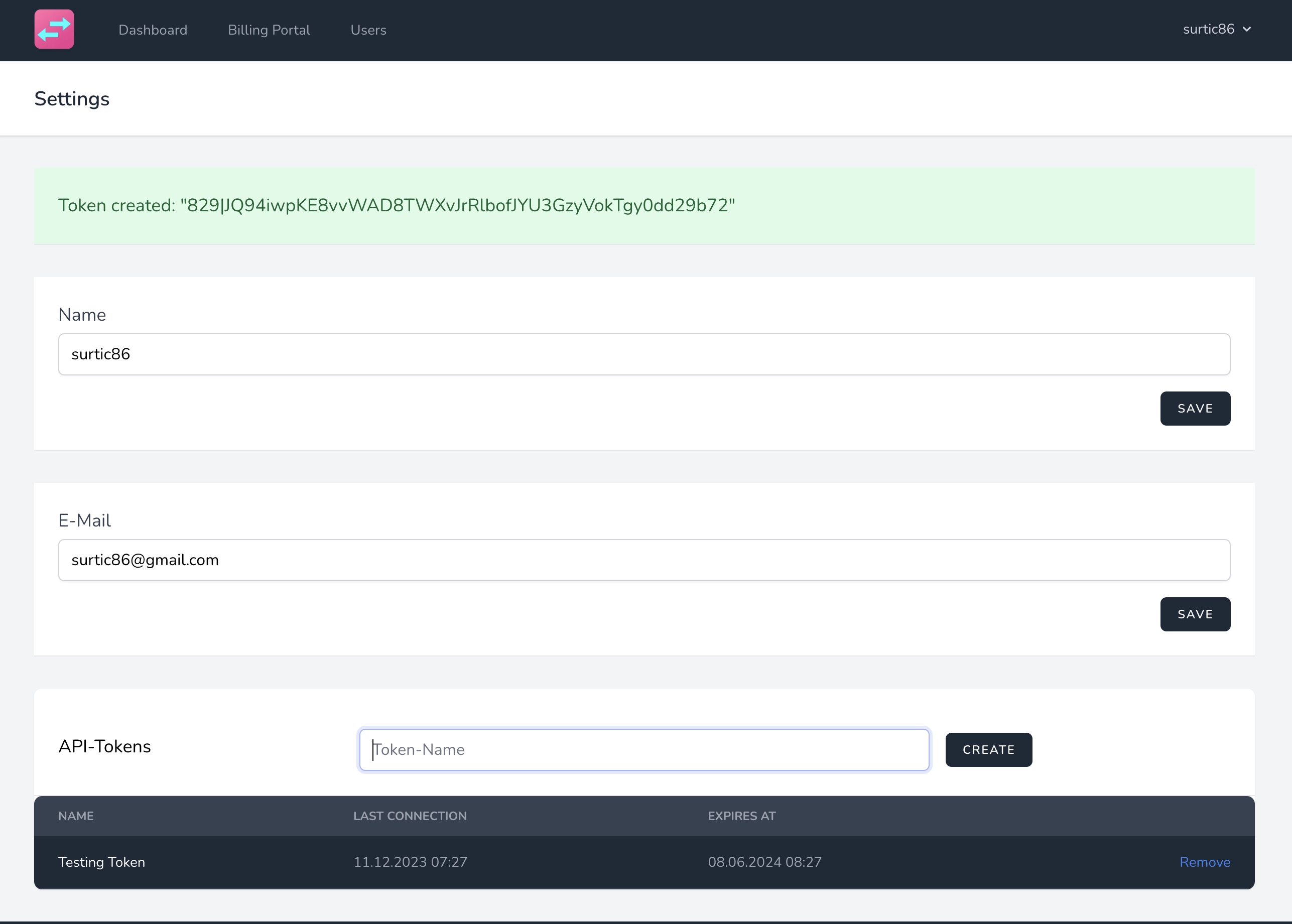 Auto Swiper Auth Token created